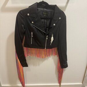 🌈 Club Exx “Love Wins” Rainbow Fringe Moto Jacket – XS – Sold Out! 🌈